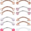 Prjndjw Prjndjw 3/8In(10Mm) L, 8Pairs, 16G Curved Barbells. Eyebrow Piercing Stainless Steel Earrings Cz Matt Ball Curved Barbell Daith Rook Snug Tragus Body Jewelry Retainer | Body Piercing Barbells