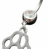 AETYWYEIN Aetywyein Cute Cat Paw Belly Button Ring, Simply Surgical Stainless Steel 14G Navel Barbell Ring With Dangle Pendant, Paw Print Piercing Body Jewelry | Body Piercing Barbells