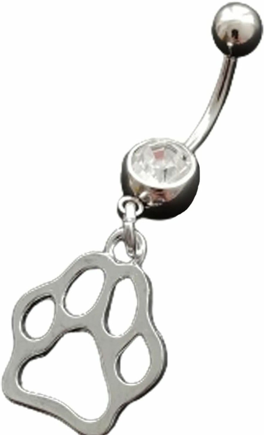 AETYWYEIN Aetywyein Cute Cat Paw Belly Button Ring, Simply Surgical Stainless Steel 14G Navel Barbell Ring With Dangle Pendant, Paw Print Piercing Body Jewelry | Body Piercing Barbells