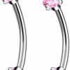 VOJO Vojo 16G G23 Titanium Eyebrow Piercing Jewelry Curved Barbell Internally Thread Cz Daith Rook Earrings | Body Piercing Barbells