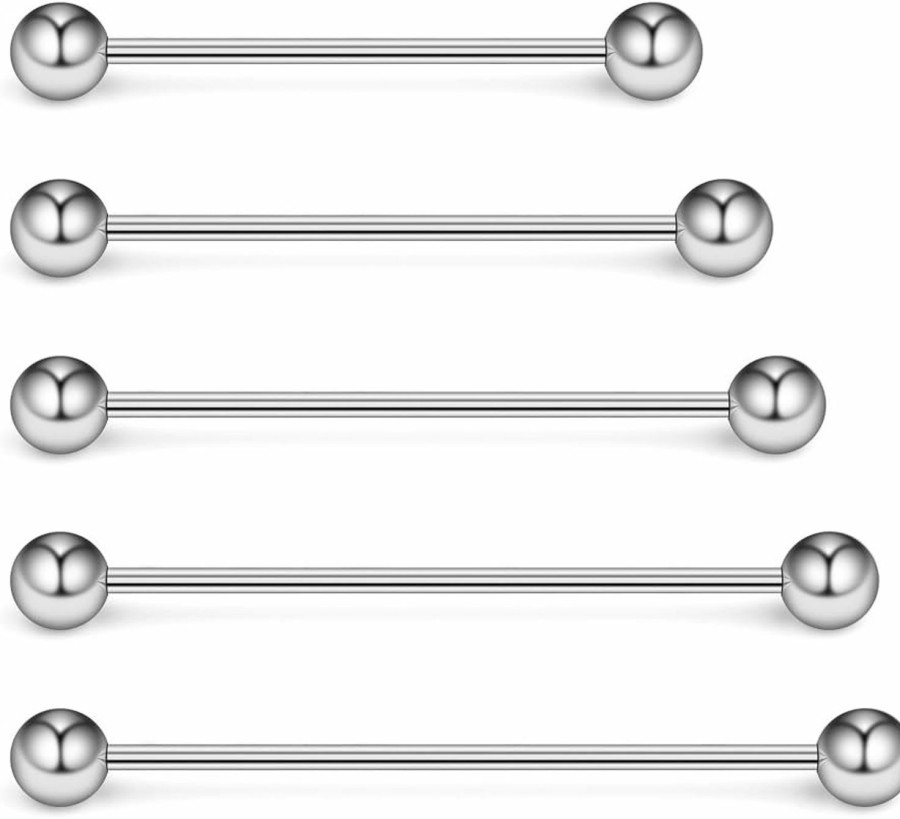 Ruifan Ruifan 5-10Pcs 16 Gauge Mix Sizes Industrial Barbell Cartilage Earring Body Piercing Jewelry 28Mm 32Mm 35Mm 38Mm 40Mm | Body Piercing Barbells