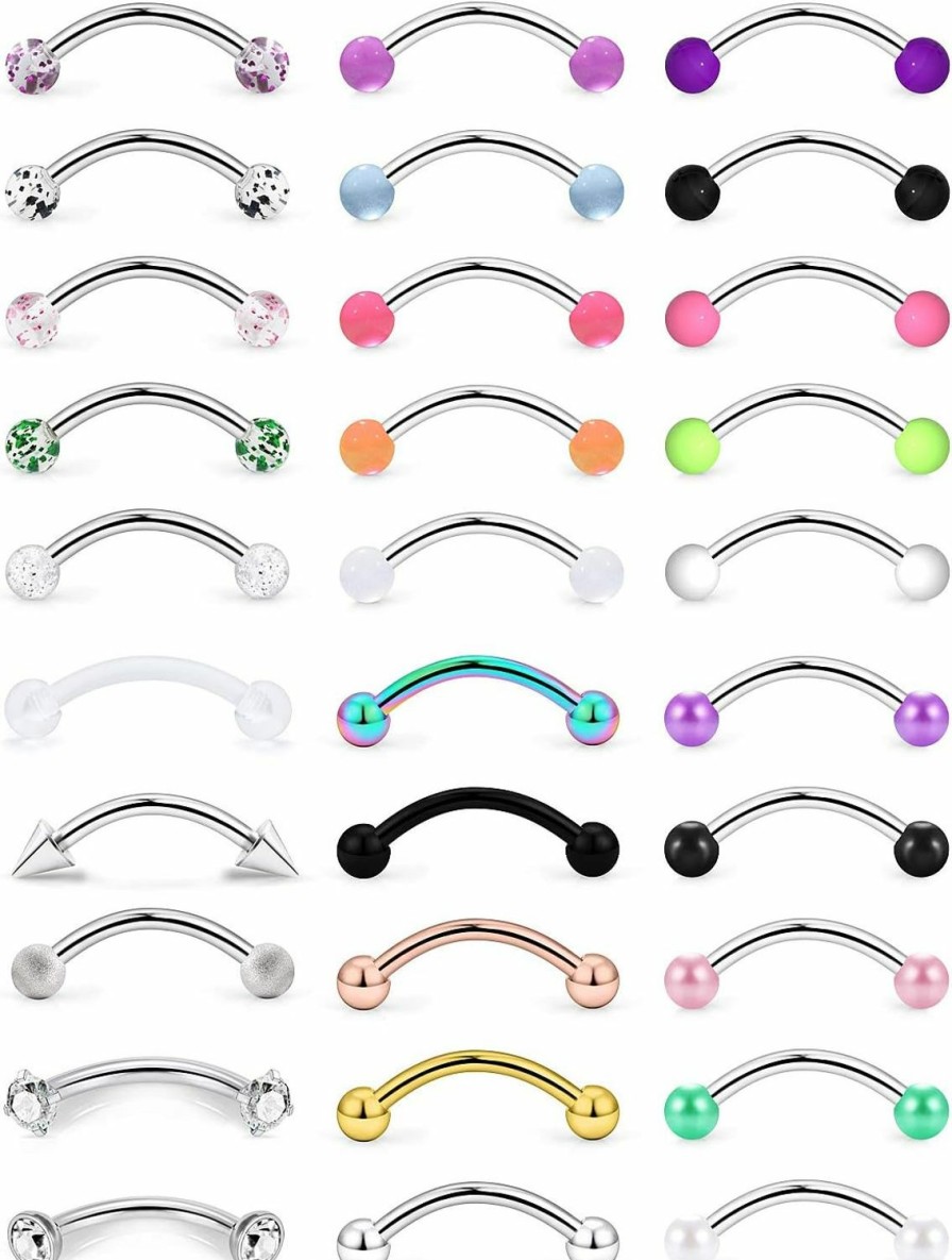 SCERRING Scerring 16G Eyebrow Rings Clear Cz Tragus Helix Rook Daith Earrings Lip Ring Barbell Body Piercing Jewelry Retainer 6Mm 8Mm 10Mm 20-30Pcs | Body Piercing Barbells