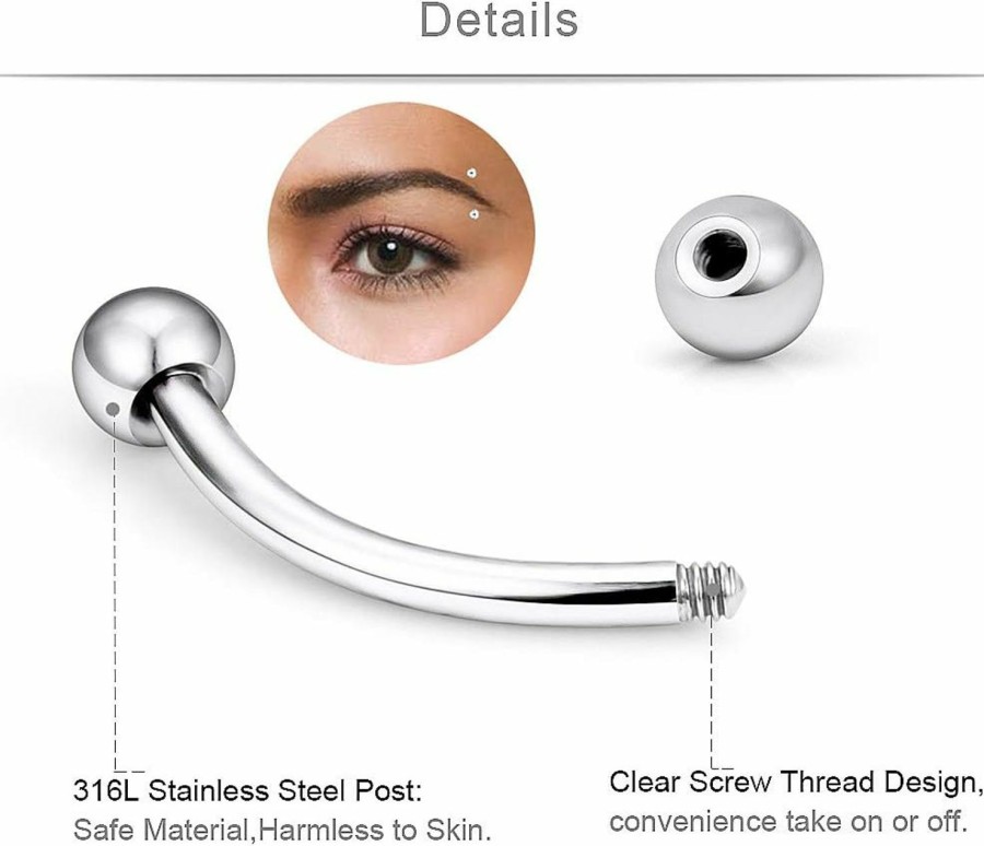 SCERRING Scerring 16G Eyebrow Rings Clear Cz Tragus Helix Rook Daith Earrings Lip Ring Barbell Body Piercing Jewelry Retainer 6Mm 8Mm 10Mm 20-30Pcs | Body Piercing Barbells