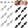 BodyAce Bodyace 12Pcs Spike Earrings Cartilage Helix Piercings, Black Spike Eyebrow Rings Straight Nipple Barbell Rings, Stainless Steel Punk Studs Lip Piercing Jewelry | Body Piercing Barbells