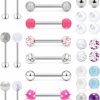 Hnxnskt Hnxnskt 14Pcs 14G Tongue Rings + 20Pcs Matching Replacement Balls Pack Tongue Piercing Barbells Surgical Stainless Steel Tounge Studs Jewelry For Women Men | Body Piercing Barbells