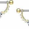 Forbidden Body Jewelry Forbidden Body Jewelry Pair Of Surgical Steel 1/2 Inch (12Mm) D-Ring Style Cz Heart Dangle Nipple Barbells | Body Piercing Barbells