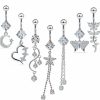 Vsnnsns Vsnnsns 14G Belly Button Rings Belly Rings For Women Stainless Steel Belly Piercing Jewelry Surgical Steel Dangle Belly Button Rings Curved Navel Ring Barbell Cz Body Jewelry Piercing 9 Pcs | Body Piercing Barbells