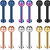 Ruifan Ruifan 12Pcs 14G Surgical Steel Labret Monroe Lip Ring Tragus Helix Earring Stud Piercing Jewelry | Body Piercing Barbells