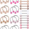 Ftovosyo Ftovosyo 32Pcs Nipple Rings 14G Surgical Steel Tongue Nipplerings Barbell Bar Hoop Ring Piercing Jewelry For Women Men 14Mm-16Mm | Body Piercing Barbells