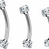 ENVYOU Envyou Eyebrow Rook Piercing Jewelry Surgical Steel Cubic Zirconia Curved Barbell Vertical Labret Lip Daith Jewelry | Body Piercing Barbells