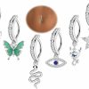 JOERICA Joerica 6 Pcs 14G Clicker Belly Button Ring For Women 316L Surgical Steel Butterfly Snake Evil Eye Heart Cz Opal Dangle Belly Button Rings Simple Reverse Navel Rings Body Belly Piercing Jewelry | Body Piercing Barbells