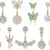 Shakalaka Shakalaka Surgical Steel Belly Button Ring For Women With Cute Butterfly Navel Rings Piercing Jewelry Pack | Body Piercing Barbells