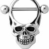 Generic Pair 14G 3-D Punk Skull Nipple Shield Ring Nipplerings Steel Piercing Barbells Style 88888-987 | Body Piercing Barbells