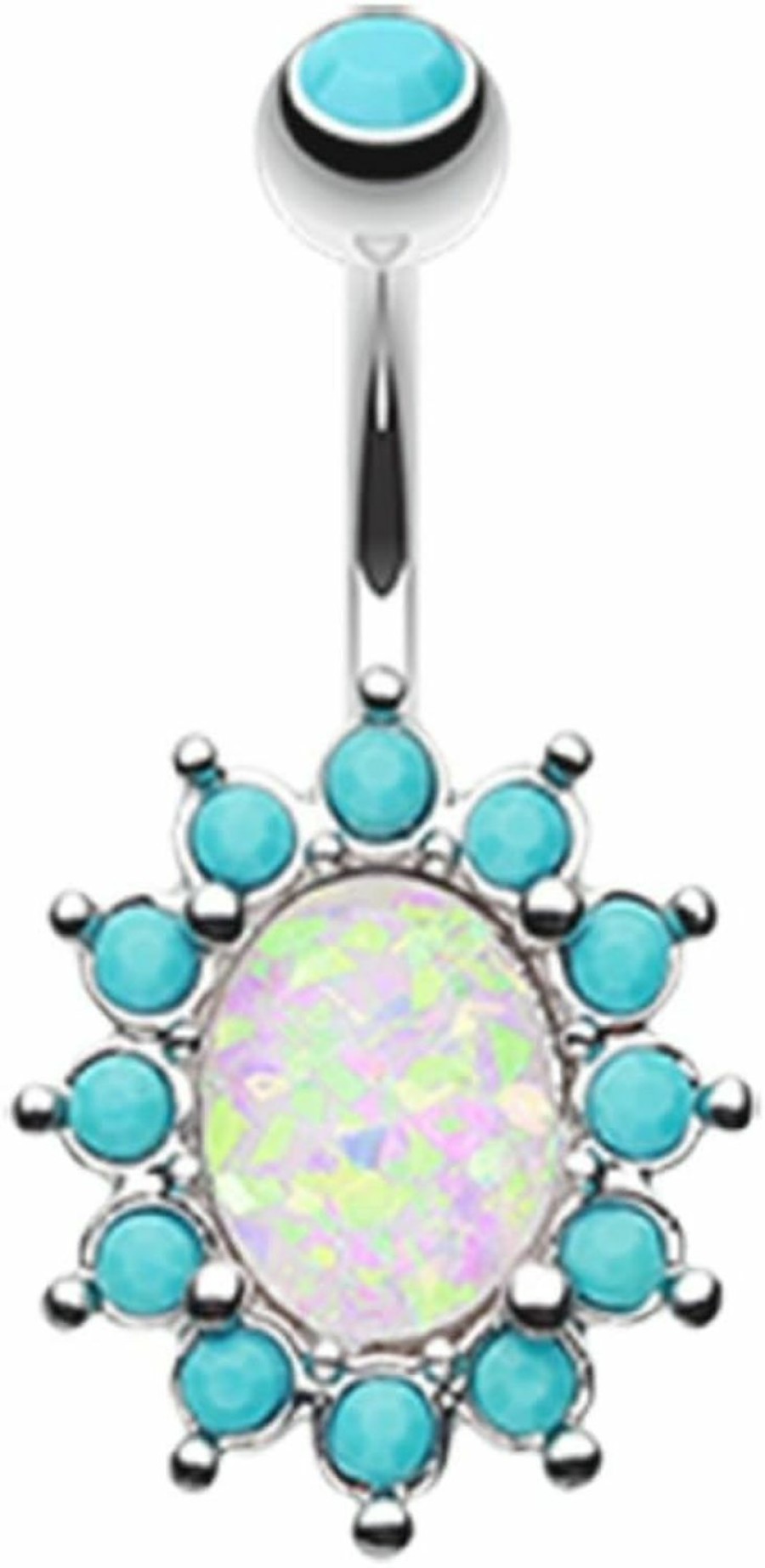 Body Accentz Body Accentz Belly Button Ring Navel Elegant Opal Turquoise 14G | Body Piercing Barbells