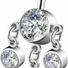 ZYTAIJEW Zytaijew 14G 10Mm G23 Titanium Internally Threaded 3Mm Belly Navel Button Rings Dangling With Sparkly Cubic Zirconia Piercing Jewelry | Body Piercing Barbells