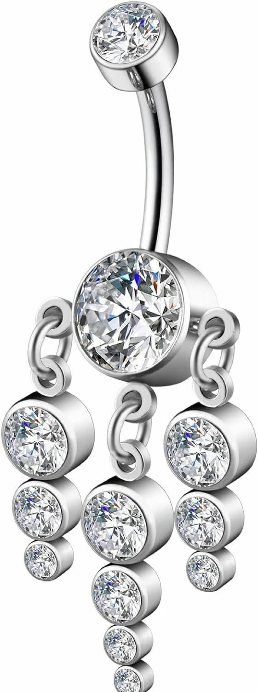 ZYTAIJEW Zytaijew 14G 10Mm G23 Titanium Internally Threaded 3Mm Belly Navel Button Rings Dangling With Sparkly Cubic Zirconia Piercing Jewelry | Body Piercing Barbells