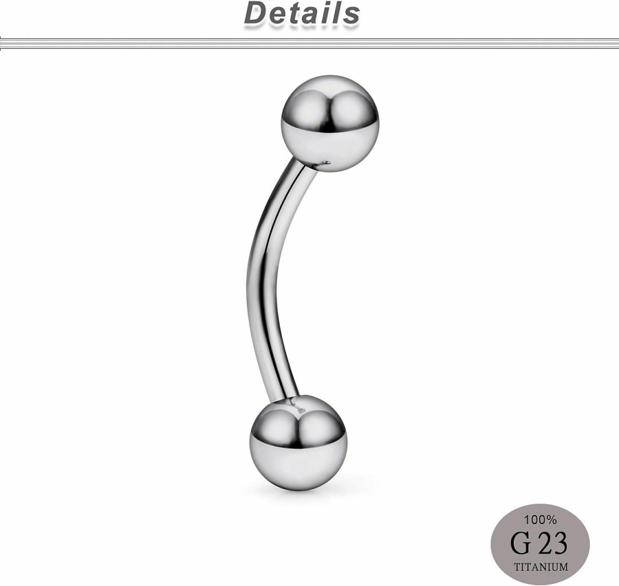 Ocptiy Ocptiy 14G 16G G23 Titanium Eyebrow Rings Rook Daith Catilage Helix Earrings Belly Button Navel Rings Snake Bites Lip Rings Curved Barbell Body Piercing Jewelry For Women Men Girls 6Mm 8Mm 10Mm 3Pcs | Body Piercing Barbells