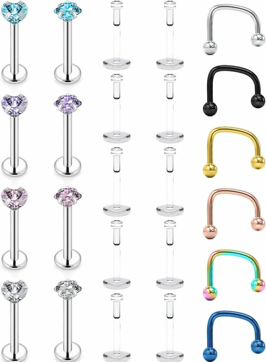 Jenxnjsjo Jenxnjsjo Cartilage Earring Tragus Piercing Jewelry Helix Piercing Jewelry Conch Piercing Jewelry Lip Rings Medusa Piercing Jewelry Cartilage Earrings For Women Piercing Jewelry Helix Earrings | Body Piercing Barbells