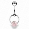 TOOLSSIDE Toolsside Vertical Hood Piercing Jewelry For Women With Rose Quartz Stone - Belly Button Ring, Vch Jewelry Hood, Stainless Steel Belly Button Rings, Vch Piercing Jewelry 14G, Belly Button Piercing | Body Piercing Barbells