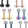 Ruifan Ruifan 6Prs(12Pcs) 16G 2Mm 3Mm 4Mm Clear Cubic Zirconia Labret Monroe Lip Ring Tragus Helix Earring Stud Barbell Piercing Jewelry Bar Length 8Mm | Body Piercing Barbells