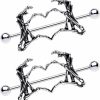 Body Candy Body Candy Nipplerings Piercing Women 14G 1 1/2\" Stainless Steel Skeleton Heart 2Pc Dangle Nipple Ring Set 38Mm | Body Piercing Barbells