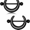 Melighting Melighting Black Nipple Rings 14G Surgical Steel 316L Moon Nipple Piercing Jewelry For Women Men Nipple Barbell Body Piercing Jewelry | Body Piercing Barbells