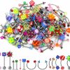 CrazyPiercing Crazypiercing Lot Of 110Pcs Body Jewelry Piercing Eyebrow Navel Belly Tongue Lip Bar Ring | Body Piercing Barbells