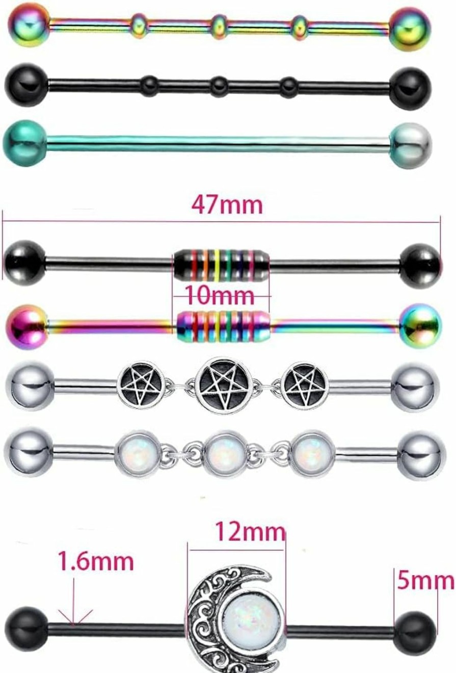 WASOLIE Wasolie 316L Surgical Stainless Steel Industrial Bar Piercing 14G Straight Barbell Body Piercing Jewelry For Women Men | Body Piercing Barbells