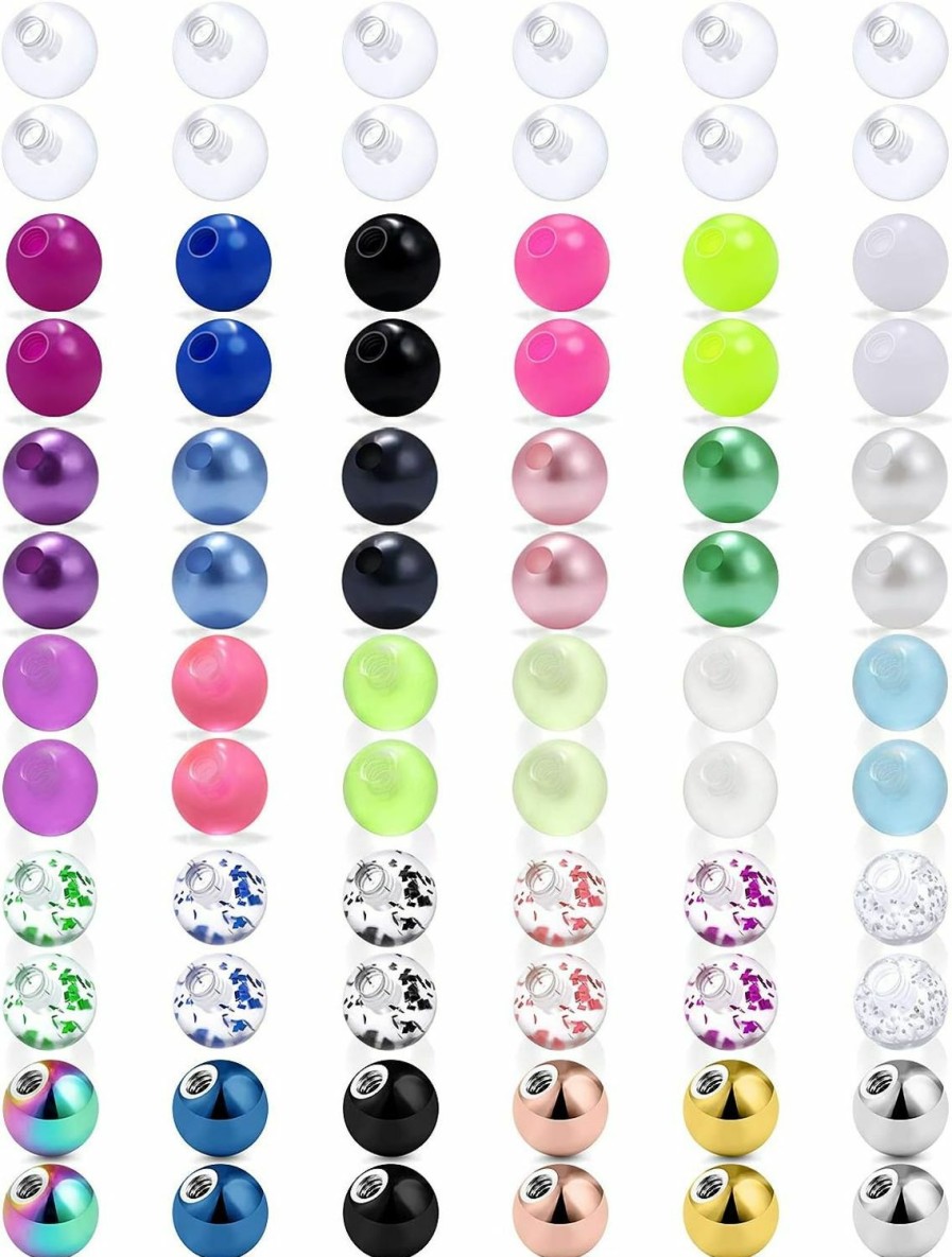 SCERRING Scerring 14G Ball For Piercing Replacement Balls Externally Threaded Nipple Industrial Tongue Belly Piercing Rings Body Jewelry Piercing Barbell Parts 5Mm 72Pcs | Body Piercing Barbells