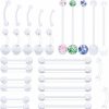 Lcolyoli Lcolyoli 29Pcs Varied Style 14G Pregnancy Belly Button Rings Retainer Maternity Flexible Bioplast Long Navel Rings Plastic Nipple Industrial Barbell Body Piercing Jewelry For Women | Body Piercing Barbells