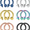 Ruifan Ruifan 12Pcs 12G Surgical Steel Nose Pa Septum Horseshoe Hoop Earring Eyebrow Tragus Lip Piercing Ring | Body Piercing Barbells