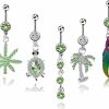 Shuning Shuning 5 Pcs Maple Leaf Navel Ring Green Coconut Tree Turtle Dangle Belly Button Cz Body Piercing With Gift Bag | Body Piercing Barbells