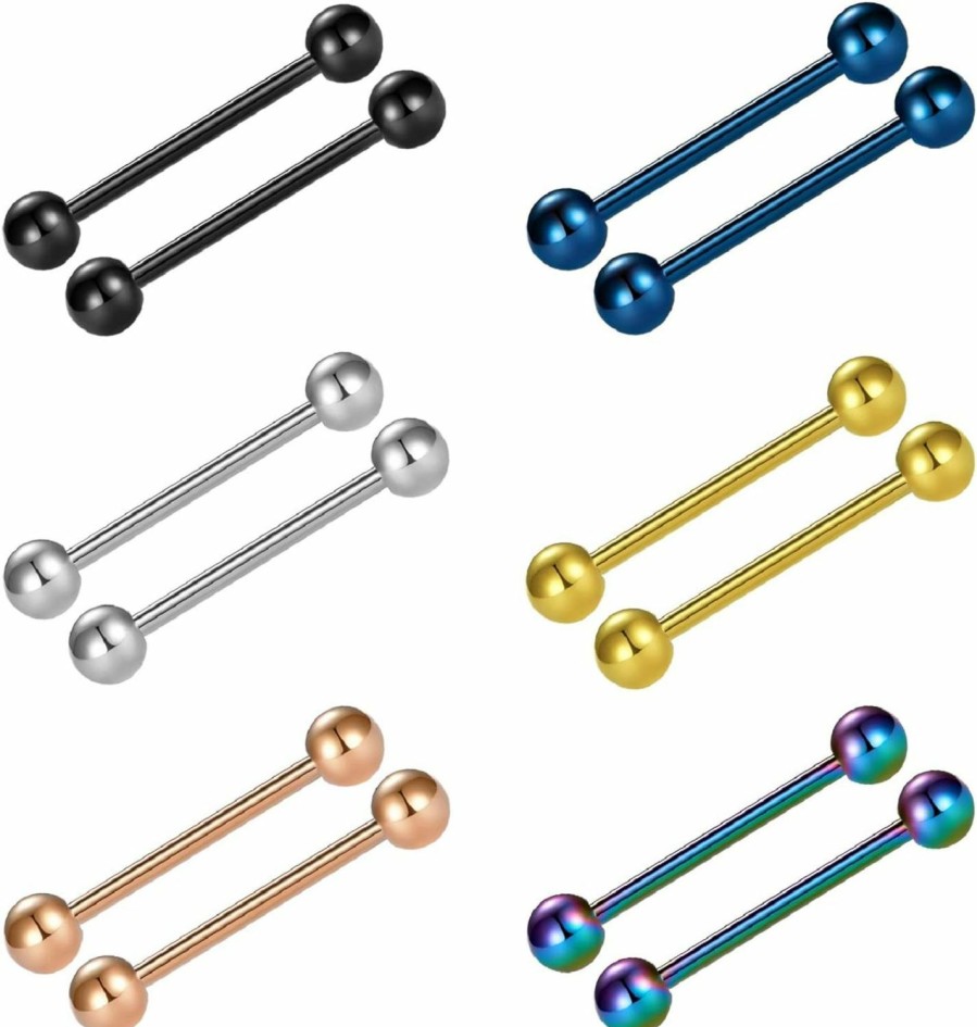 MODRSA Modrsa Nipple Rings Tongue Rings 14 Gauge Surgical Steel Nipple Piercing Nipple Bar Tongue Piercing Jewelry Tongue Piercing For Women | Body Piercing Barbells