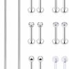 Hoeudjo Hoeudjo 14Pcs 16G 14G Surgical Steel Industrial Barbell Cartilage Earrings Stud For Women Men Lip Piercing Retainer Rings Tragus Helix Ring Body Piercing Jewelry Kit | Body Piercing Barbells