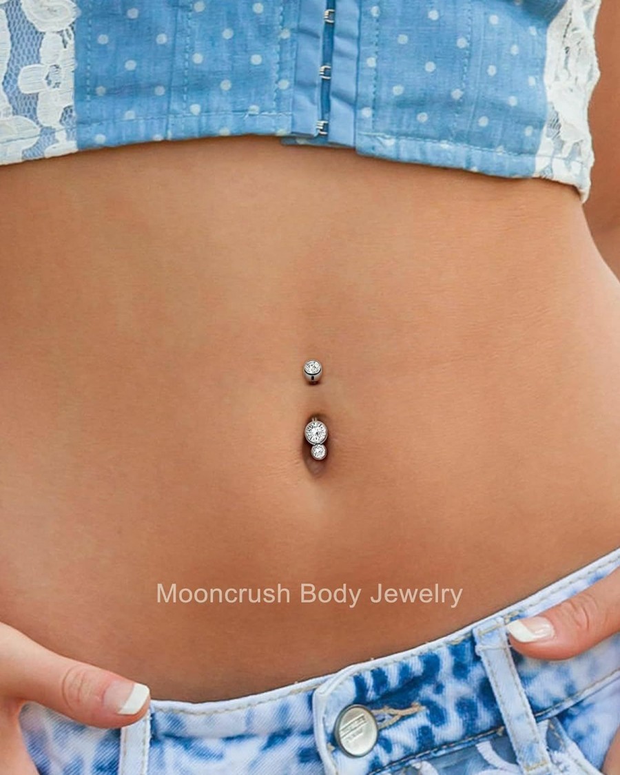 Amazon Mooncrush Jewelry G23 Solid Titanium Belly Button Rings 14G 10Mm Belly Navel Rings For Women Men Internally Threaded Belly Belly Piercing Jewelry Surgical Steel | Body Piercing Barbells