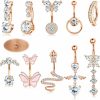 FASACCO Fasacco Belly Button Rings Belly Ring 14G Belly Piercing Jewelry Butterfly Snake Belly Button Rings | Body Piercing Barbells