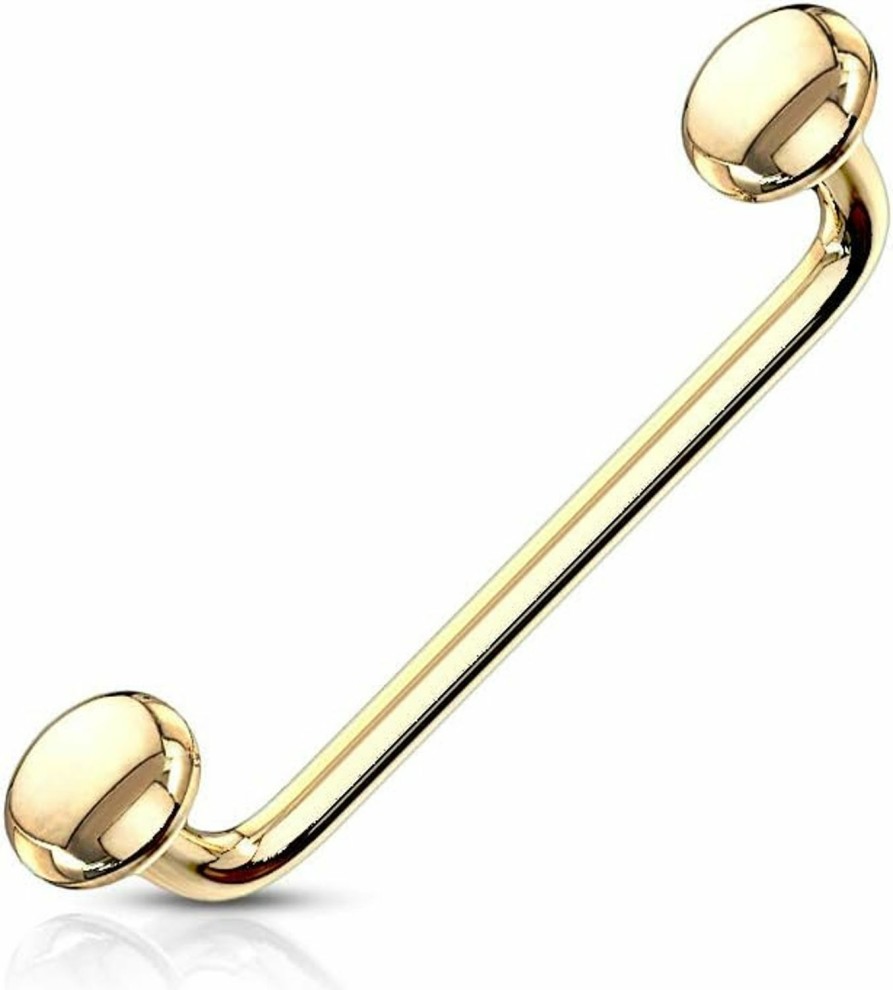 FIFTH CUE Fifth Cue 16G Flat Disc Ends 90 Degree Bent Staple Barbells For Surface 316L Surgical Steel Surface & Snake Eye Tongue Piercings | Body Piercing Barbells