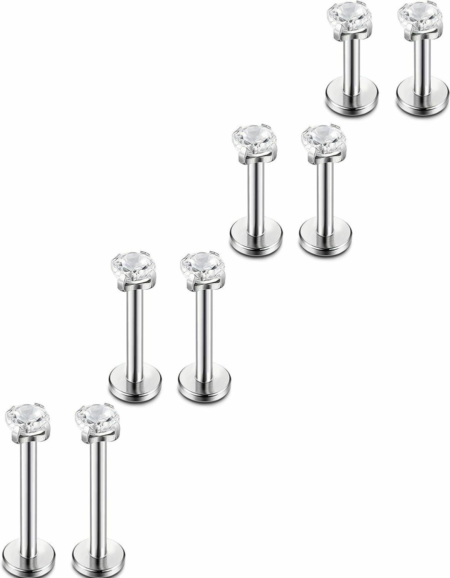 ORAZIO Orazio 4-8 Pcs 18G Stainless Steel Nose Piercing Lip Rings Studs Ear Piercings 6Mm | Body Piercing Barbells