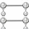 Jewseen Jewseen G23 Titanium Nipple Rings 14G Internally Threaded Nipple Barbell Cubic Zirconia Nipple Piercing Jewelry Dangle Nipple Rings For Women Men | Body Piercing Barbells