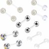 Heuvipens 10Pc 6Mm/8Mm/10Mm Bioflex Acrylic Bar Crystal Ball Barbell Ear Cartilage Tragus Daith Stud Earrings Body Piercing Jewelry Retainer | Body Piercing Barbells