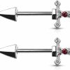 Pierced Owl Pierced Owl - 14Ga 316L Stainless Steel Red Gem Set Dagger Nipple Barbells, Sold As A Pair | Body Piercing Barbells