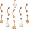 FECTAS Fectas 14G Belly Button Rings Small Petite Surgical Steel Cz Petite Navel Ring For Women Girls Body Piercing Jewelry Select Barbell Len 6Mm 8Mm 10Mm 12Mm Rose Gold Silver | Body Piercing Barbells