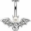 Jewseen Jewseen Belly Button Rings Bat Belly Rings 316L Stainless Steel Belly Piercing 14G Navel Ring For Women Navel Piercing Belly Bar Body Jewelry For Halloween Day | Body Piercing Barbells