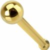 Gold Body Jewelry 14K Solid Yellow Gold With Ball - Ball End Nose Pin Body Jewelry | Body Piercing Barbells