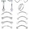 Vsnnsns Vsnnsns 16G Rook Daith Piercing Jewelry Stainless Steel 8Mm Curved Barbell Eyebrow Rings Helix Tragus Belly Lip Rings Cz Piercing Jewelry Kit Cartilage Hoop Daith Rook Earrings For Women Men 15Pcs | Body Piercing Barbells