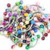 CrazyPiercing Crazypiercing Colorful Acrylic Ball Stainless Steel Curved Bar Eyebrow Rings Tragus Piercing, 50Pcs, 16G (Stainless Steel Bar) | Body Piercing Barbells