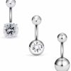 SCERRING Scerring 3-9Pcs 16G 6Mm 1/4 Inch 316L Surgical Steel Short Belly Button Rings Navel Belly Earring Cz Navel Ring Barbell Body Piercing | Body Piercing Barbells