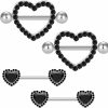 BODY16G CZCZ Body16G Czcz 14G Heart Nipple Rings 2 Pairs 316L Stainless Steel Nipple Ring Cz Nipple Barbell Nipple Piercing Jewelry For Women | Body Piercing Barbells