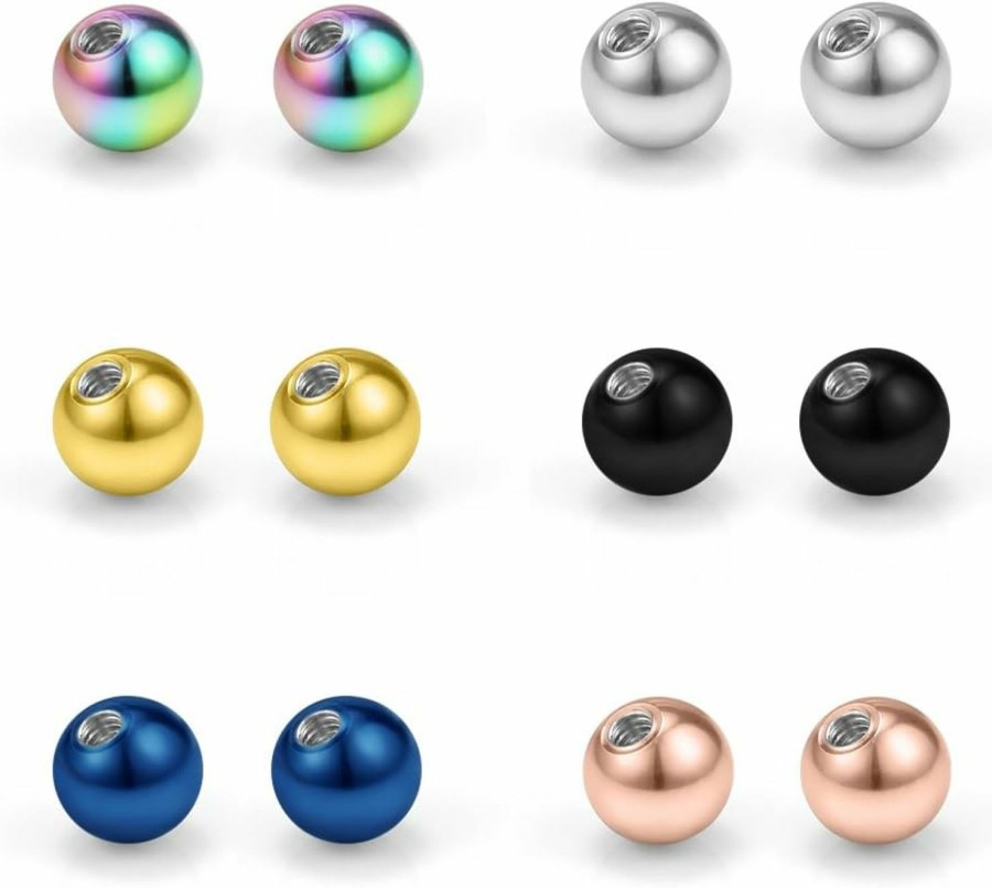 Ruifan Ruifan 12Pcs Mix Color Replacement Balls Body Jewelry Piercing Barbell Parts 16G 14G | Body Piercing Barbells