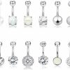 Masedy Masedy 12Pcs Belly Button Rings For Women Girls Surgical Steel Curved Navel Barbell Rings Body Piercing Jewelry | Body Piercing Barbells